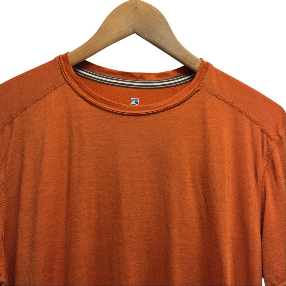 Kuhl Men's Sz Large Orange Wool Blend Performance Outdoor Base Layer T-Shirt euc